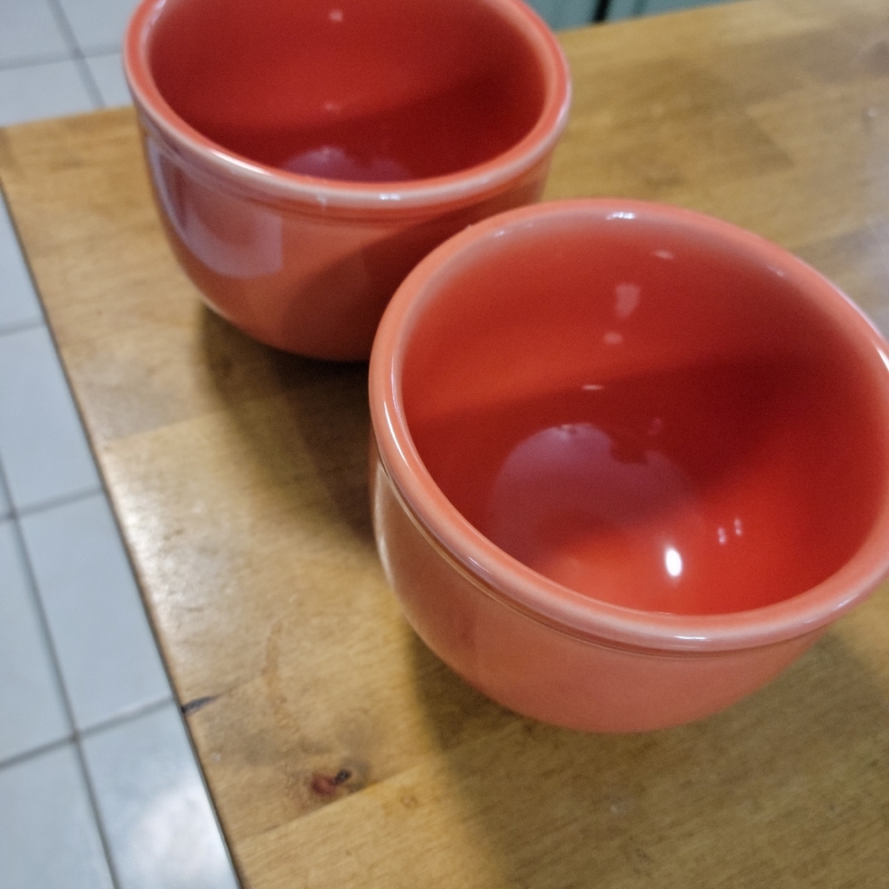 2 Orange Deep Bowls